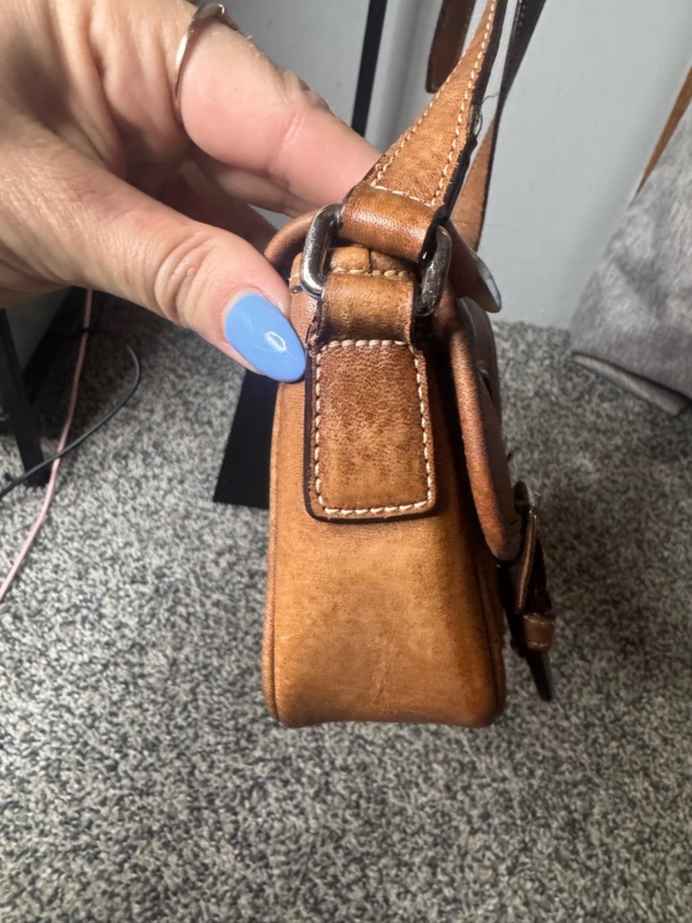 Vintage COACH bleeker double buckle Brown Leather Crossbody Bag - Picture 3 of 8